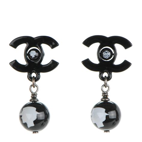 black enamel chanel earrings|chanel cc earrings price list.